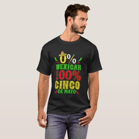 0 Mexicaanse 100 Cinco de Mayo Grappig T-shirt (Voorkant volledig)