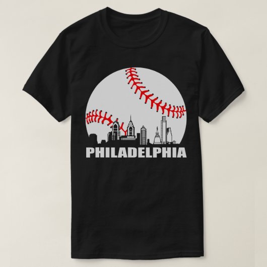 0 Philly Downtown Philadelphia Shirt Baseball Skyl (Design voorkant)