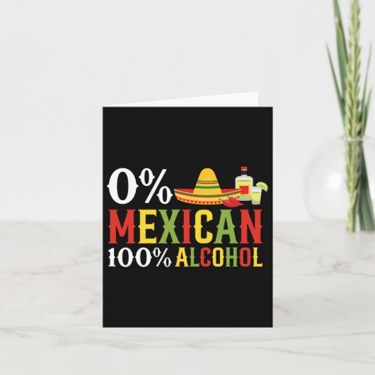 0% procent Mexicaans 100% Tequila Sombrero Cinco d Kaart (Voorkant)