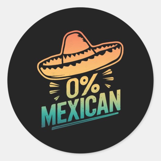 0 procent Mexicaans grappig Fiesta Cinco de Mayo Ronde Sticker (Voorkant)