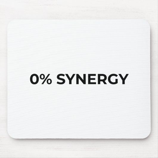 0% Synergy Minimalistische Typografische Muismat (Voorkant)