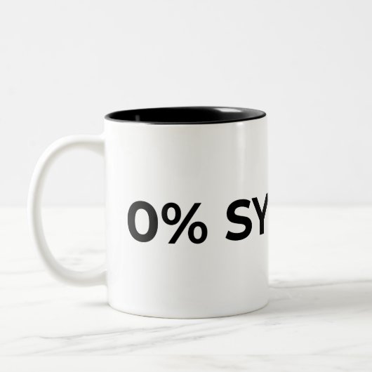 0% Synergy Typographic Minimalist  Tweekleurige Koffiemok (Links)