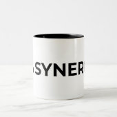 0% Synergy Typographic Minimalist  Tweekleurige Koffiemok (Center)
