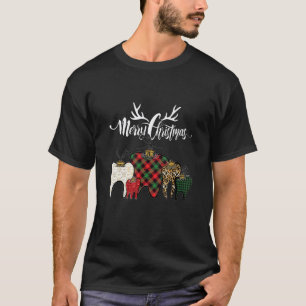 0 Tandarts Kerst Grappig Luipaard Geruit Tanden De T-shirt