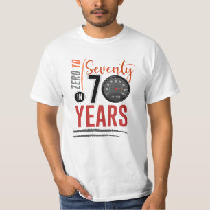 0 tot 70 op 70 jaar verjaardagsfeest t-shirt