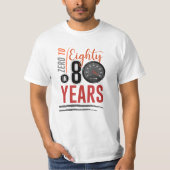 0 tot 80 op 80 jaar verjaardagsfeestdag t-shirt (Voorkant)