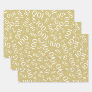 0e Moderne Goud/Witte Willekeurige Nummerpatroon Inpakpapier Vel
