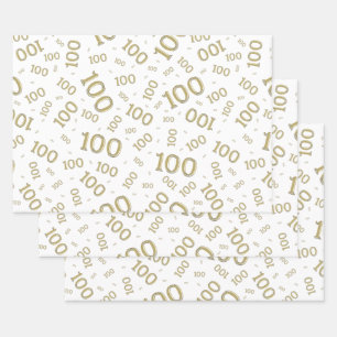 0e Moderne Goud/Witte Willekeurige Nummerpatroon Inpakpapier Vel