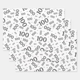0e Moderne Zwarte/Witte Willekeurige Nummerpatroon Inpakpapier Vel