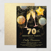 0e verjaardag Gold Black Glitter Confetti Kaart (Voorkant / Achterkant)