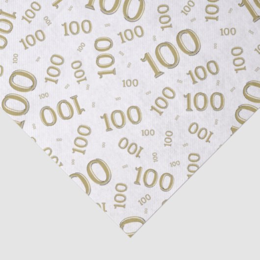 0e verjaardag goud/wit willekeurig nummerpatroon tissuepapier (Detail)