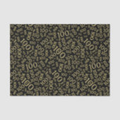 0e verjaardag Zwart/Goud Willekeurig Nummerpatroon Tissuepapier (Voorkant)