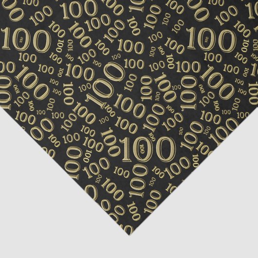 0e verjaardag Zwart/Goud Willekeurig Nummerpatroon Tissuepapier (Detail)