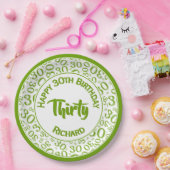 0e Willekeurige Getal Patroon Groen/Wit Papieren Bordje (Feest)