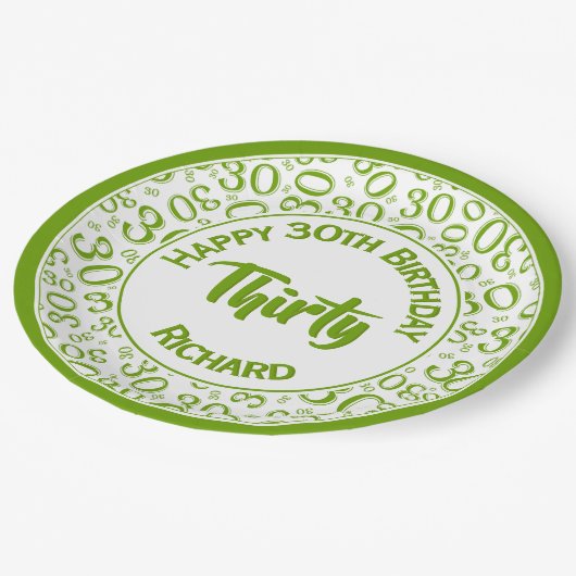 0e Willekeurige Getal Patroon Groen/Wit Papieren Bordje (Gekanteld)