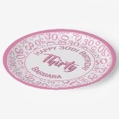 0e Willekeurige Getal Patroon Roze/Wit Papieren Bordje (Gekanteld)