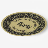 0e Willekeurige Getal Patroon Zwart/Goud Papieren Bordje (Gekanteld)