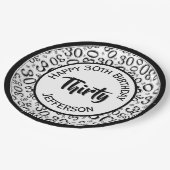 0e Willekeurige Getal Patroon Zwart/Wit Papieren Bordje (Gekanteld)