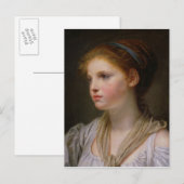 0irl met een blauw lint briefkaart (Voorkant / Achterkant)