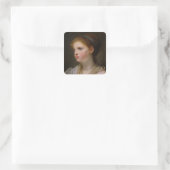 0irl met een blauw lint vierkante sticker (Tas)