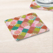 &0s retro daisy green onderzetter (Schuin)