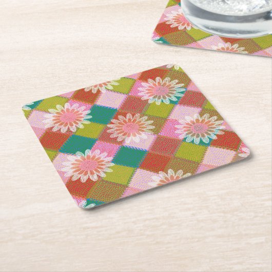 &0s retro daisy green onderzetter (Schuin)