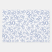 0th Birthday Blue/White Random Number Pattern Inpakpapier Vel (Voorkant 2)