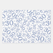 0th Birthday Blue/White Random Number Pattern Inpakpapier Vel (Voorkant)