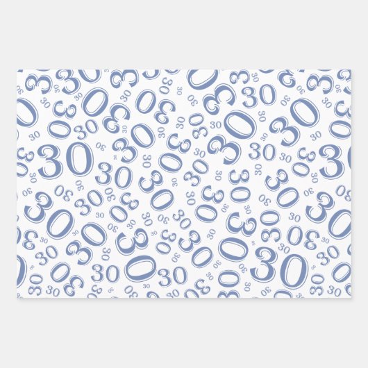 0th Birthday Blue/White Random Number Pattern Inpakpapier Vel (Voorkant)