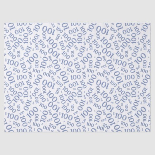 0th Birthday Blue/White Random Number Pattern Tissuepapier (Voorkant)