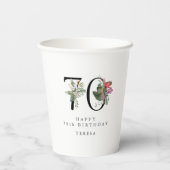 0th Birthday Cheers with Name Tropical Floral Papieren Bekers (Achterkant)