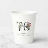 0th Birthday Cheers with Name Tropical Floral Papieren Bekers (Voorkant)