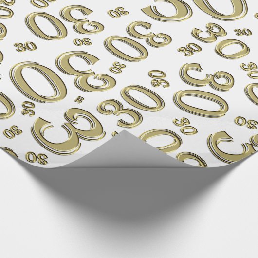 0th Birthday gold/White Random Number Pattern Cadeaupapier (Hoek)