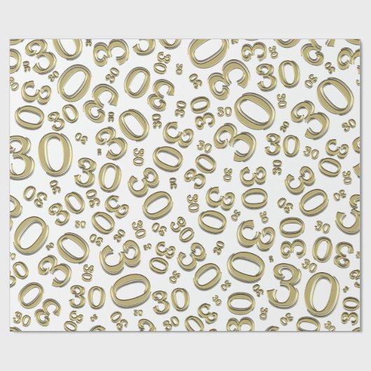 0th Birthday gold/White Random Number Pattern Cadeaupapier (Vlak)