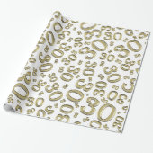 0th Birthday gold/White Random Number Pattern Cadeaupapier (Uitgerold)