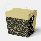 0th verjaardagsfeestje goud / zwart nummerpatroon bedankdoosjes (Achterkant)
