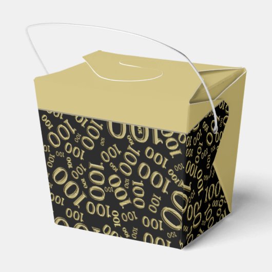 0th verjaardagsfeestje goud / zwart nummerpatroon bedankdoosjes (Achterkant)