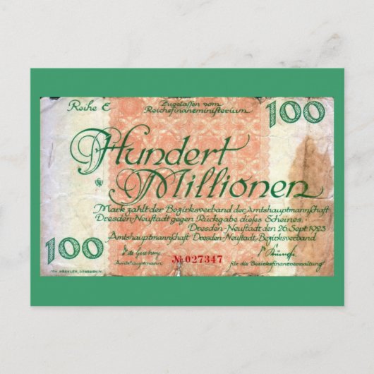 100000 miljoen briefkaart (Voorkant)