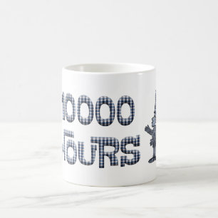  10000 uur met een overlay van gingham stof als  koffiemok
