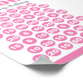 1000 Besparingen Challenge Roze 52 weken Afdrukbaa Poster (Hoek)