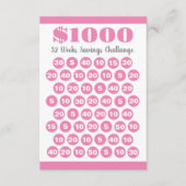 1000 Besparingen Roze 52 weken Invoegen Kaart (Voorkant)