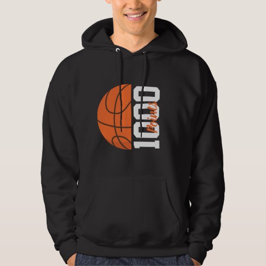1000 Career Points Basketball Player Team Men's Hoodie (Voorkant)