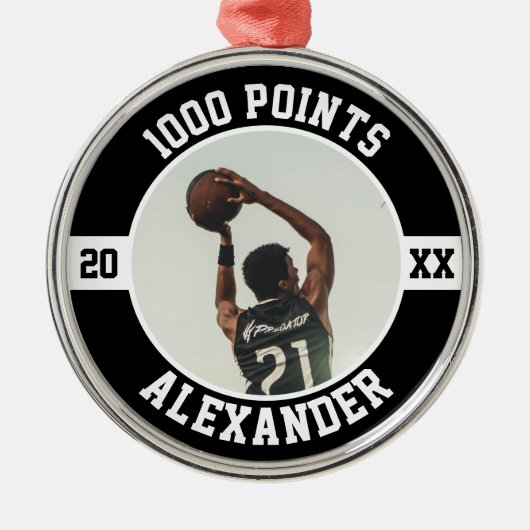 1000 Career Points Basketball Scorer Milestone Metalen Ornament (Voorkant)
