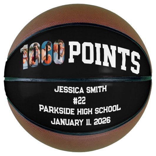 1000 Career Points Scorer Foto Speler Team Basketbal (Voorkant)