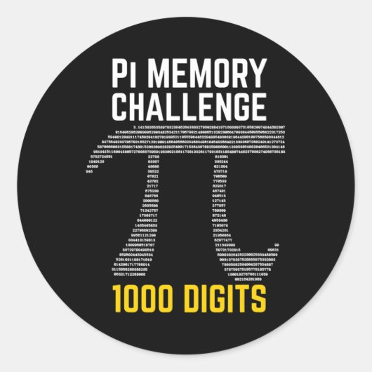 1000 cijfers van PI Memory Challenge - PI Day Ronde Sticker (Voorkant)