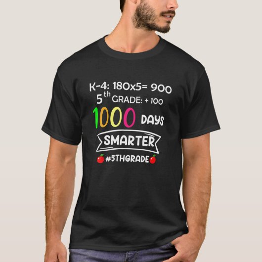 1000 dagen slimmere vijfde leerling-leraar t-shirt (Voorkant)