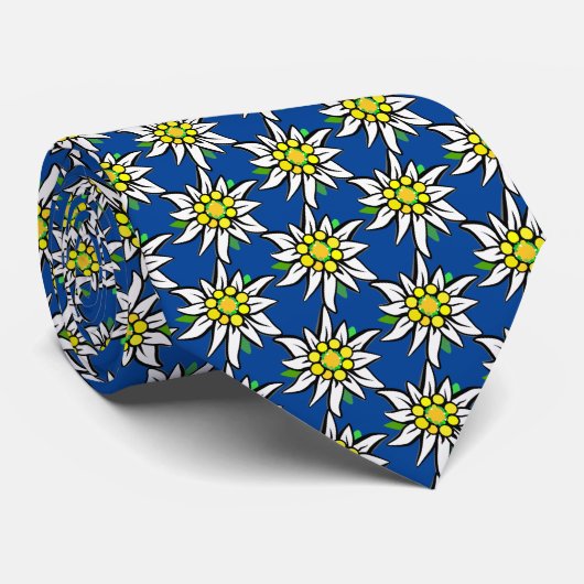 1000 Edelweiss op Koninklijk Blauw Stropdas (Opgerold)