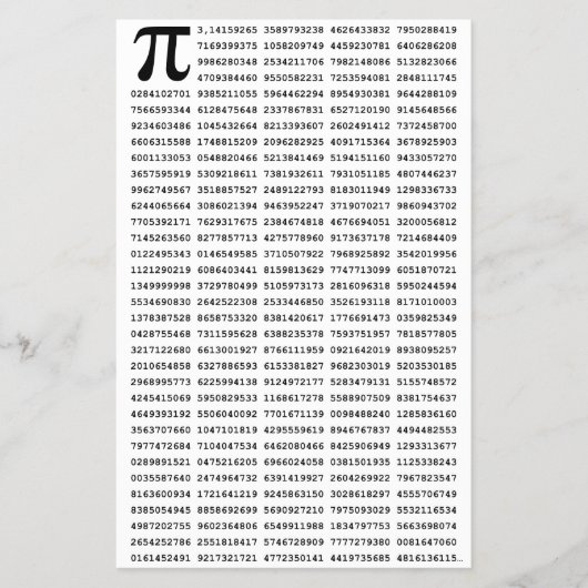 1000 Eerste cijfers Pi-nummer | Wiskundig symbool Flyer (Voorkant)