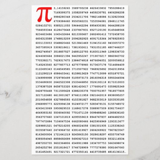 1000 Eerste cijfers Pi-nummer | Wiskundig symbool Flyer (Voorkant)