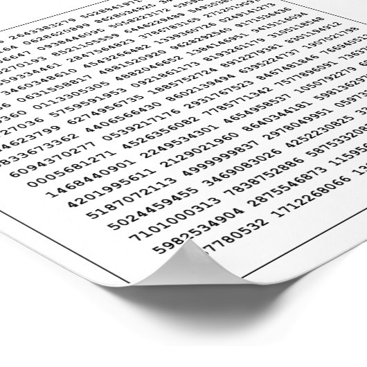 1000 Eerste cijfers Pi-nummer | Wiskundig symbool Poster (Hoek)